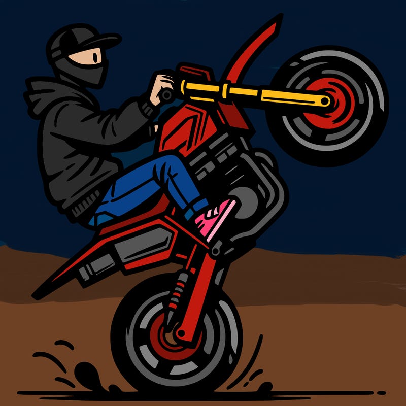 guy on motorcycle doing a wheelie