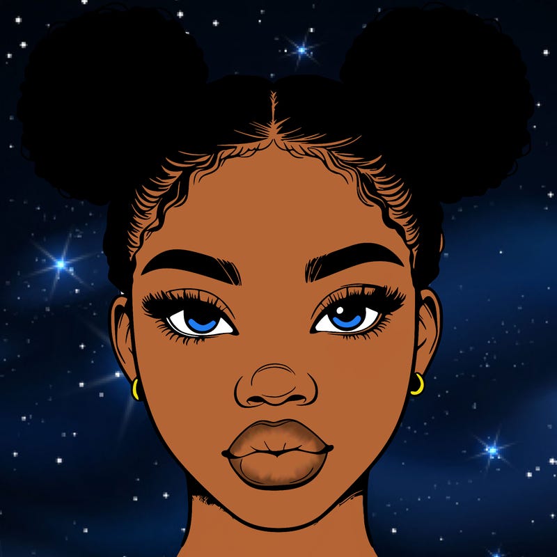 realistic black woman with two buns