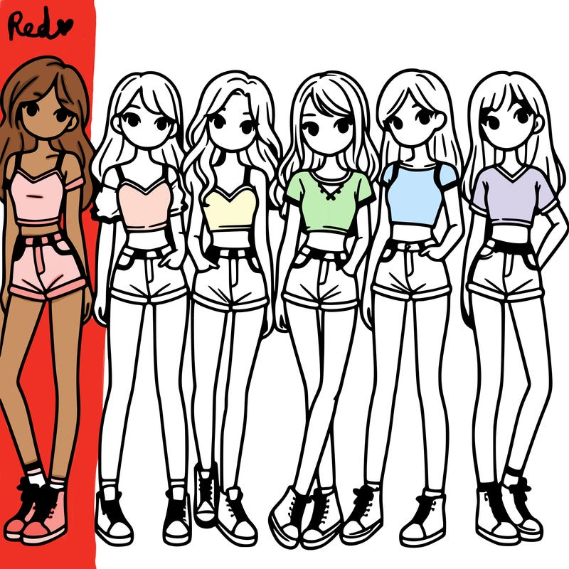 a group of girls wearing crop tops and shorts