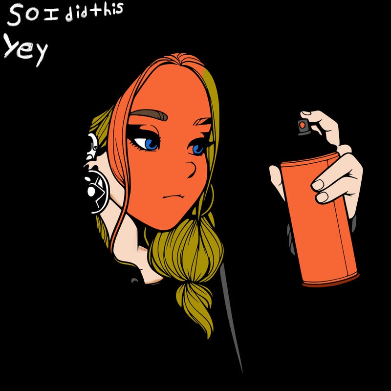 a realistic girl, spray painting