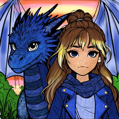 realistic girl and dragon