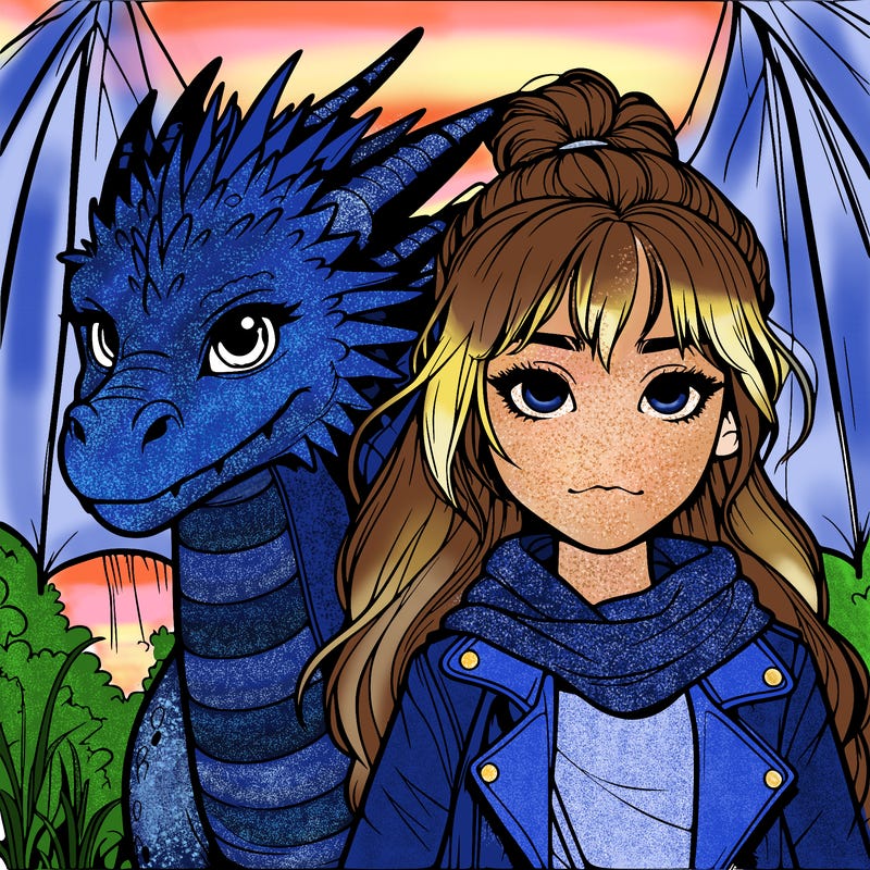 realistic girl and dragon