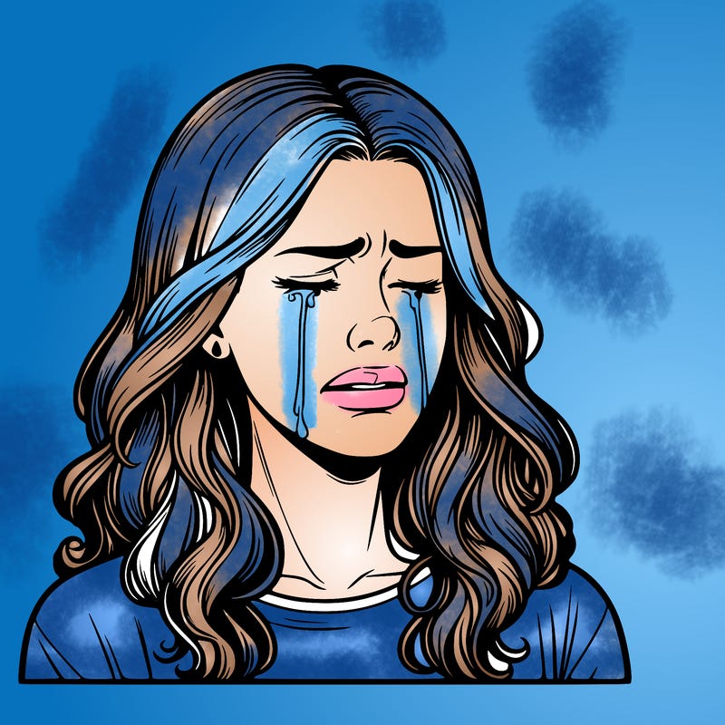 a woman crying realistic