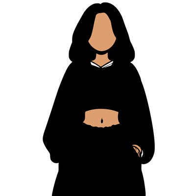 realistic girl faceless with baggy pants and a crop top