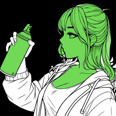 a realistic girl spray, painting