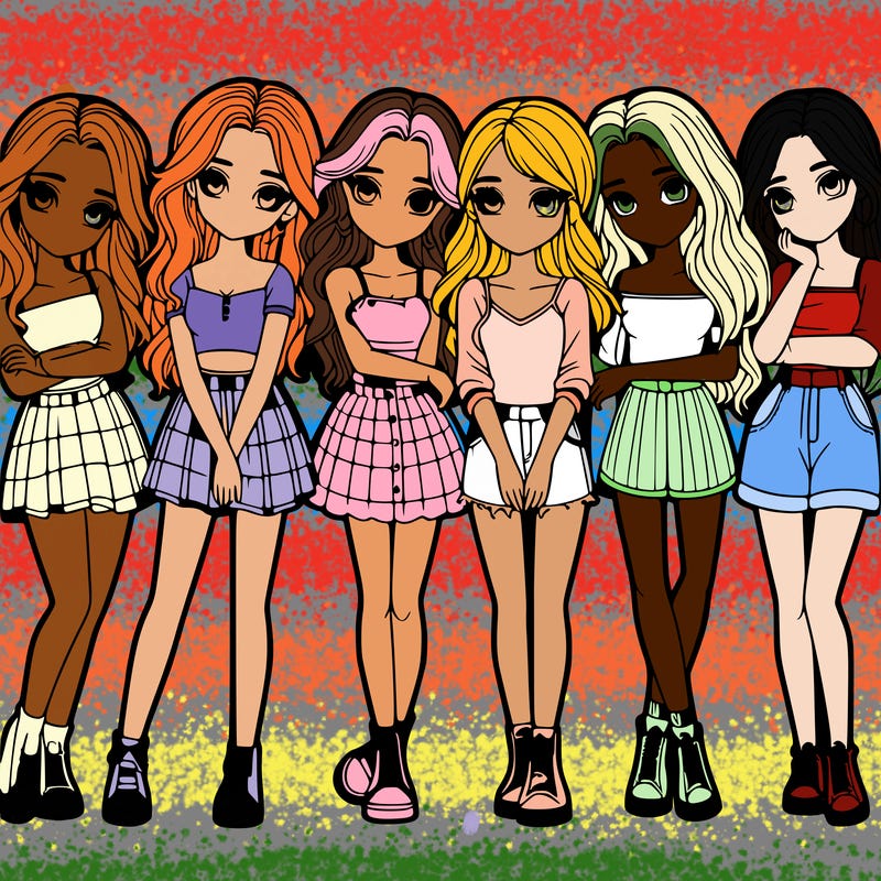 a group of girls realistic