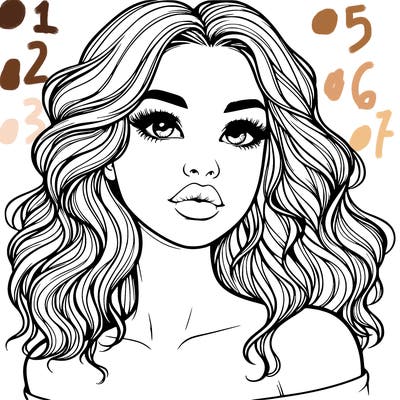 realistic girl with wavy hair and lips