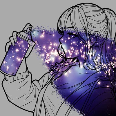 a realistic girl spray, painting