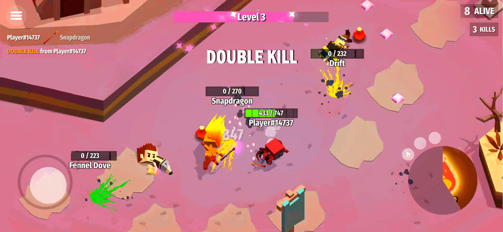 Magica.io - Action packed gameplay of Magica io showing a double kill in a magical arena