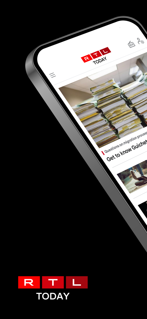 RTL Today - RTL Todayアプリのニュースフィード。英語で書かれたルクセンブルクのローカル記事が表示されています。