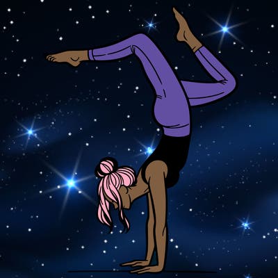 a woman doing a handstand