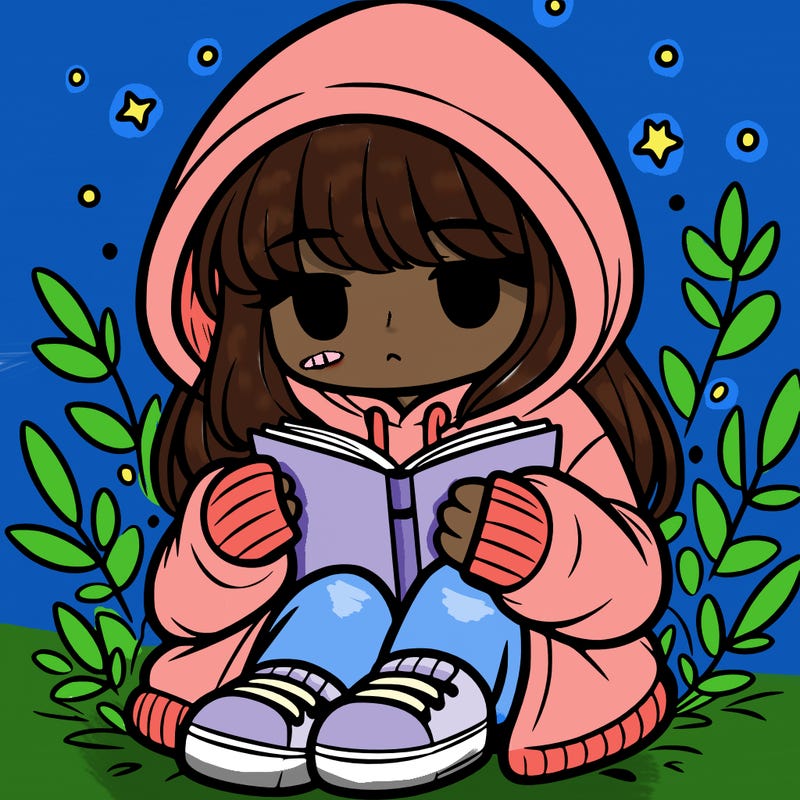 girl in oversized hoodie reading a book