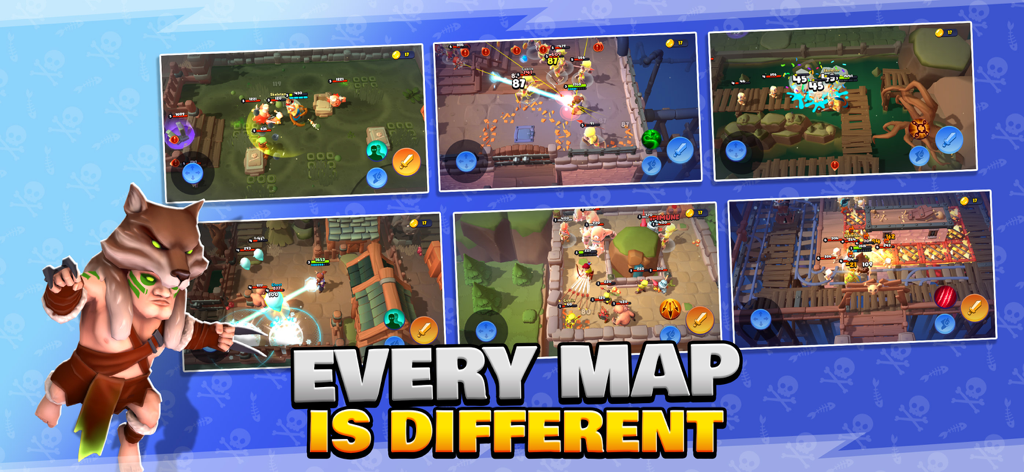 Loot Heroes: Fantasy RPG Games - Colagem de vários mapas e níveis criados à mão em Loot Heroes Fantasy RPG.