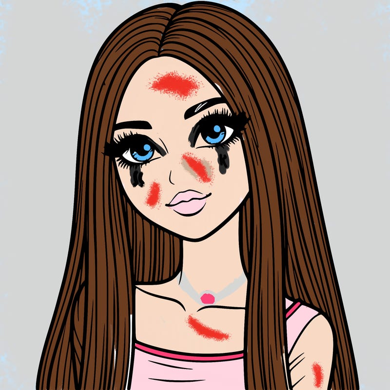 realistic girl with straight and long hair