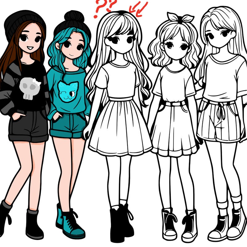 a group of five girls