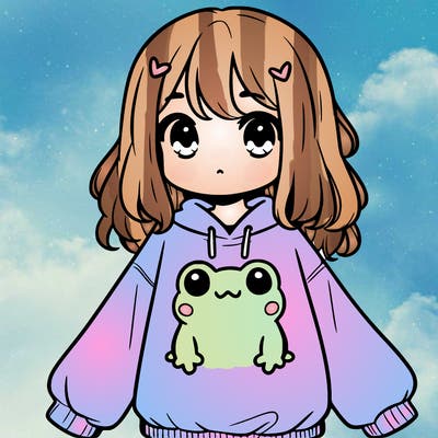 girl wearing frogging sweatshirt