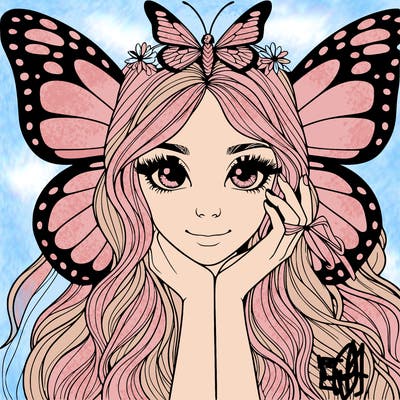 butterfly realistic girl