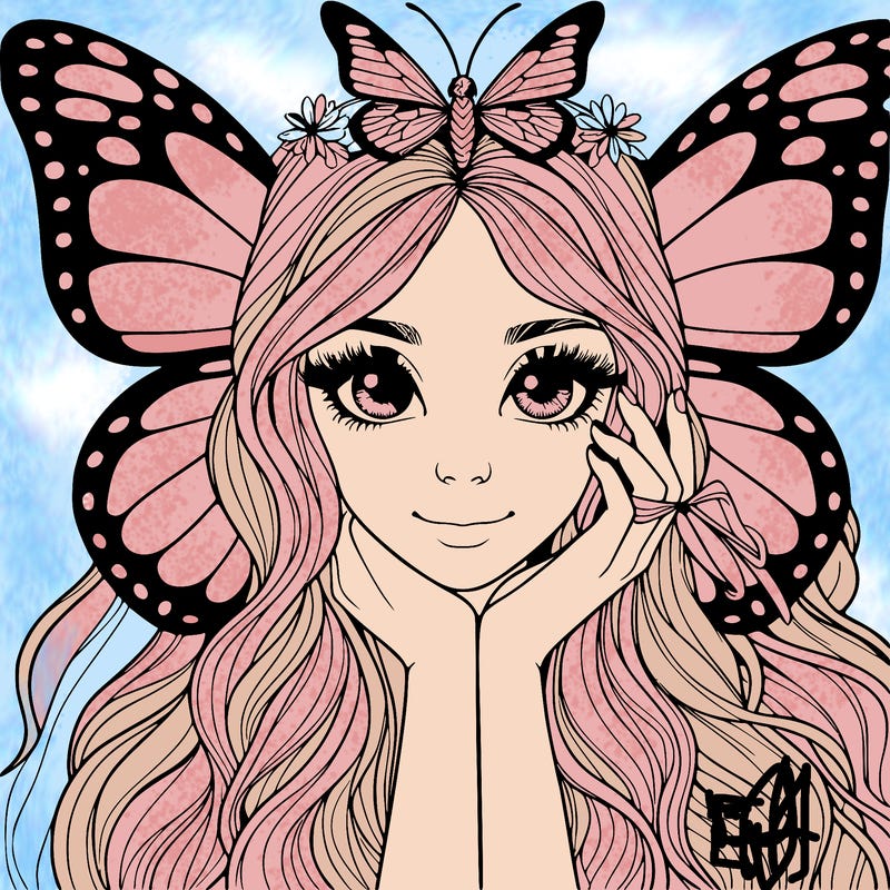 butterfly realistic girl