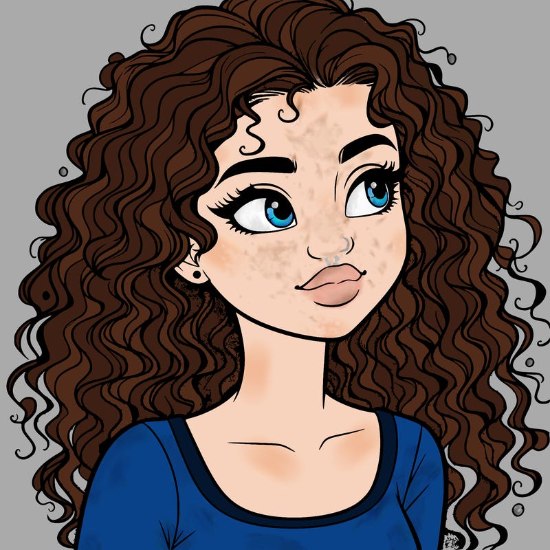 realistic girl with curly hair
