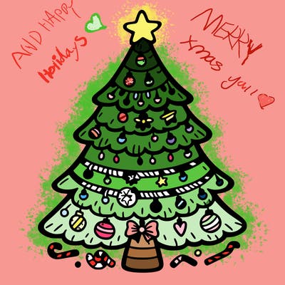 christmas tree with lots of details
