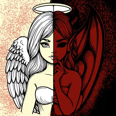 realistic angel half demon