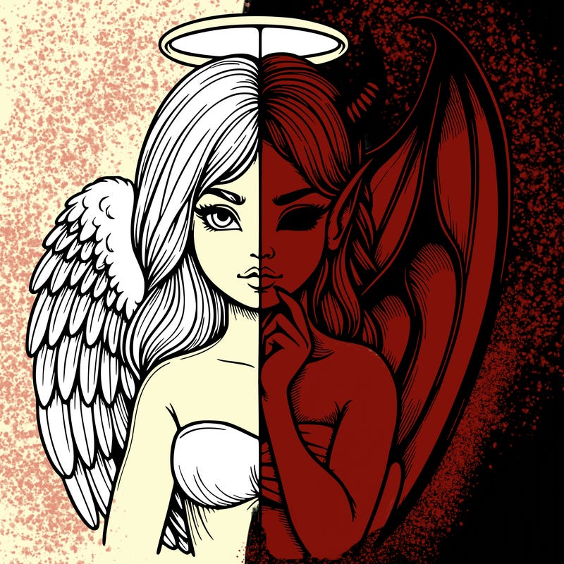 realistic angel half demon