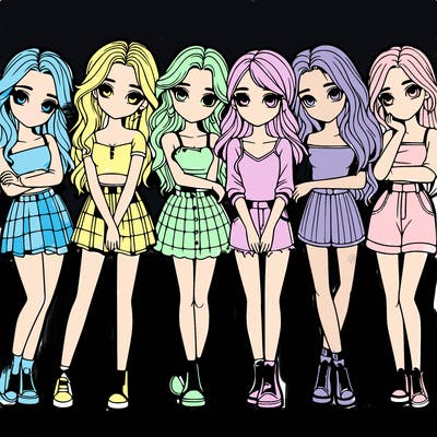 a group of girls realistic