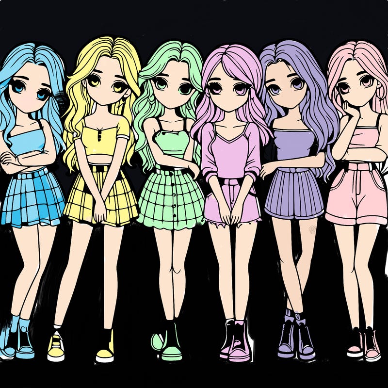 a group of girls realistic