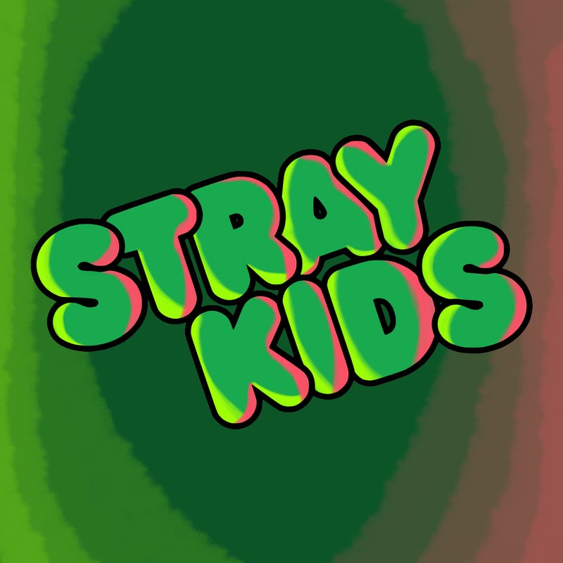 bubble letters saying stray kids