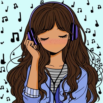 young woman listening to music