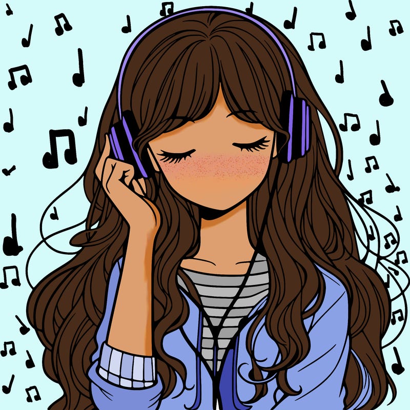 young woman listening to music