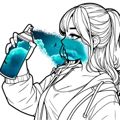 a realistic girl spray, painting