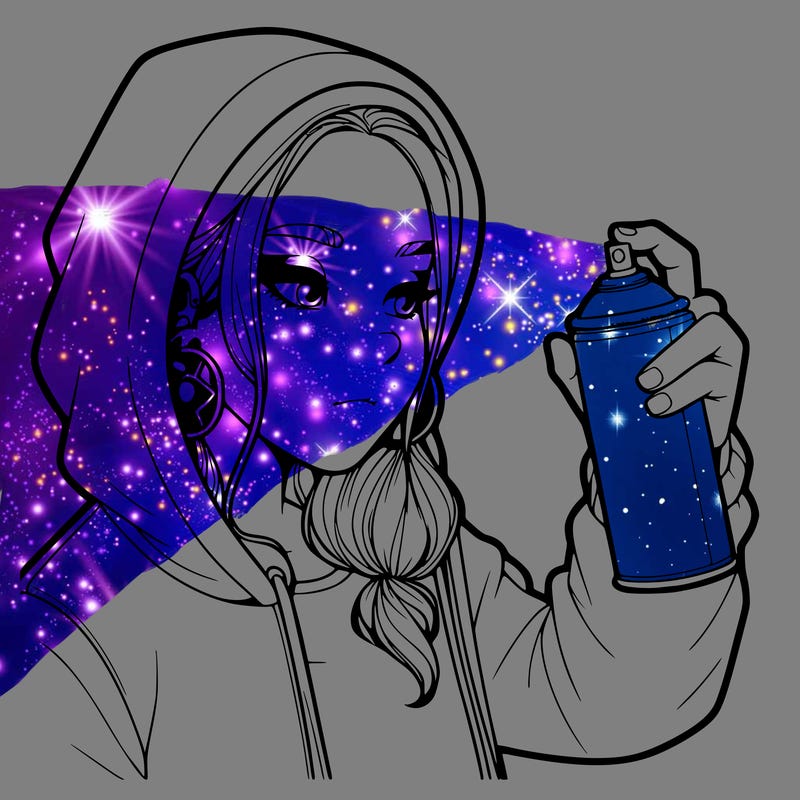 a realistic girl, spray painting