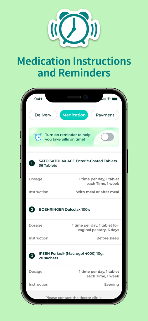 의약품 지침 및 알약 알림 토글을 보여주는 Watsons eDr 앱