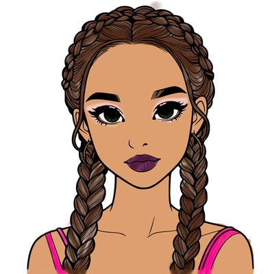realistic girl with braids