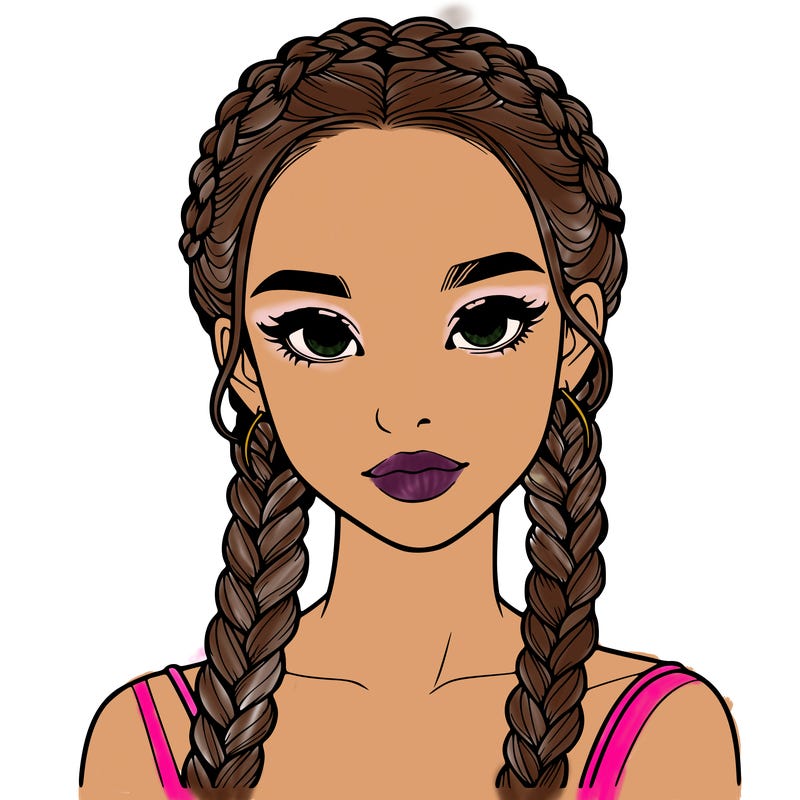 realistic girl with braids