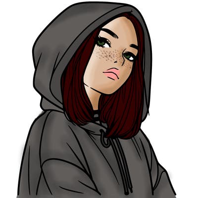 a realistic girl in a hoodie