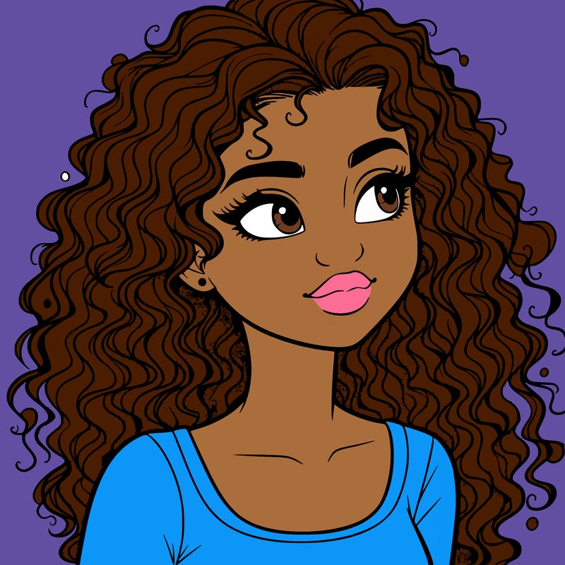 realistic girl with curly hair