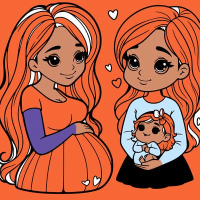 a pregnant woman with a baby girl