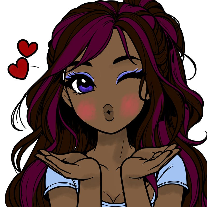 realistic girl winking and blowing a kiss while making heart hands