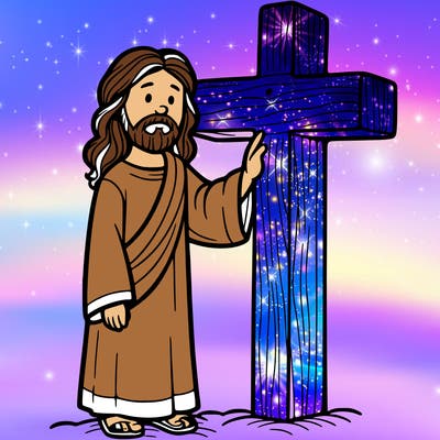 jesus standing beside the cross