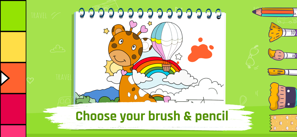 Art Coloring Book: Magic Color - 기린 그림과 다양한 그리기 도구가 있는 디지털 컬러링 인터페이스