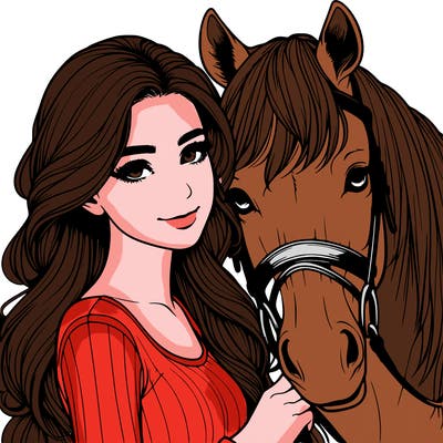 realistic girl with horse