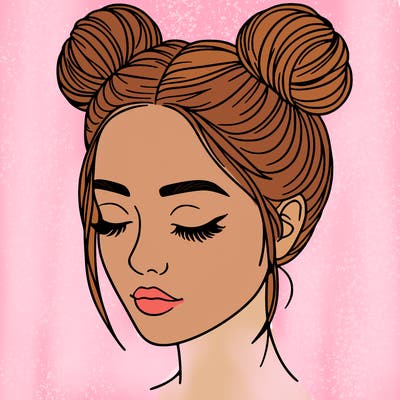 woman with hair buns
