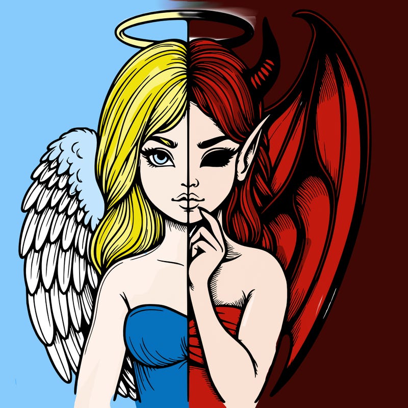 realistic angel half demon