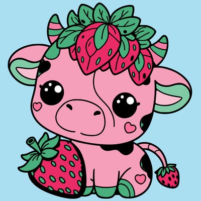 cute strawberry cow