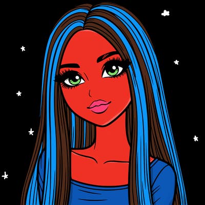 realistic girl with straight and long hair