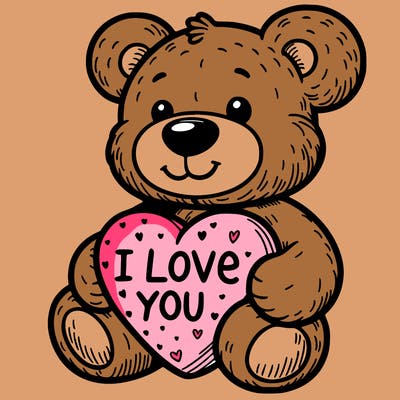 teddy bear holding an i love you heart