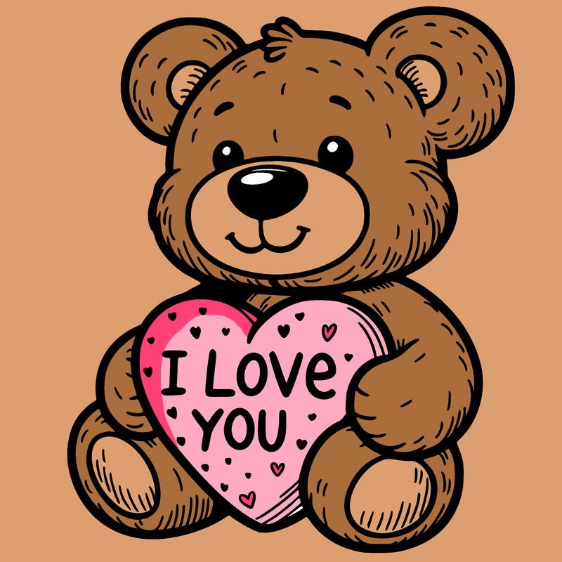 teddy bear holding an i love you heart