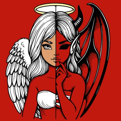 realistic angel half demon